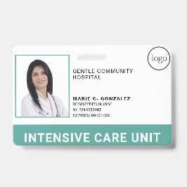 医療ティール（緑がかった色）グリーン病院のロゴ写真ID バッジ