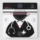 医療テーマウォールクロックHAMbyWG スクエア壁時計 (正面)