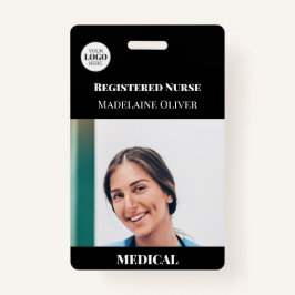 医療ナースIDフォトブラックシンプルロゴバッジ バッジ