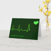 医療ハートモニタとカスタムメッセージ カード (黄色い花)
