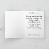 医療ハート・モノグラムで幸せな医師の日 カード (内部)