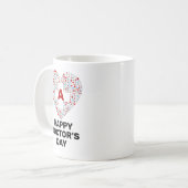 医療ハート・モノグラムで幸せな医師の日 コーヒーマグカップ (正面左)