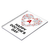 医療ハート・モノグラムで幸せな医師の日 ノートブック (左側)