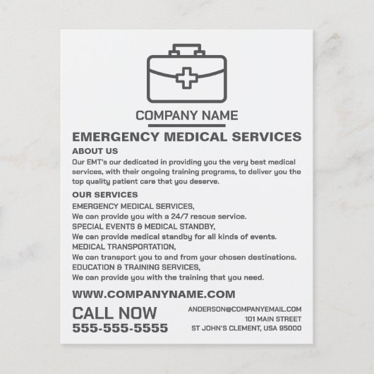 医療バッグデザイン、EMT、救急医療隊員広告ズ チラシ (正面)