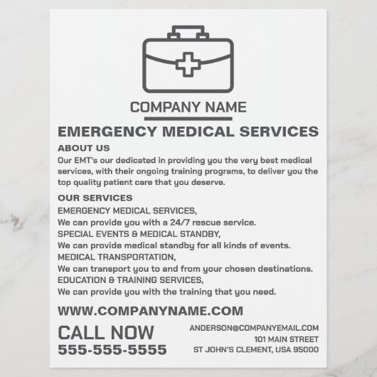 医療バッグデザイン、EMT、救急医療隊員広告ズ チラシ (正面)