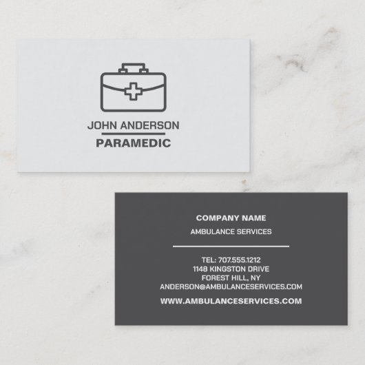 医療バッグデザイン、EMT、救急医療隊員 名刺 (正面/裏面)