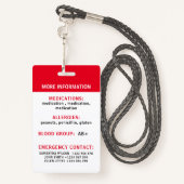 医療パーソナライズされた警告カード バッジ (裏面ランヤード)
