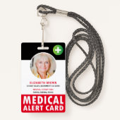 医療パーソナライズされた警告カード バッジ (正面ランヤード)