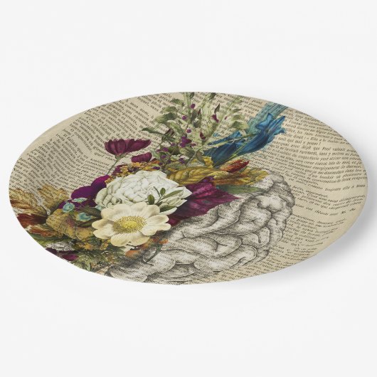 医療フローラの脳解剖ポスター ペーパープレート (アングル)