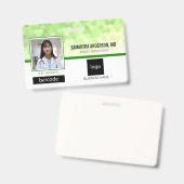 医療プロフェッショナルの写真とロゴ（緑） バッジ (正面＆裏面)