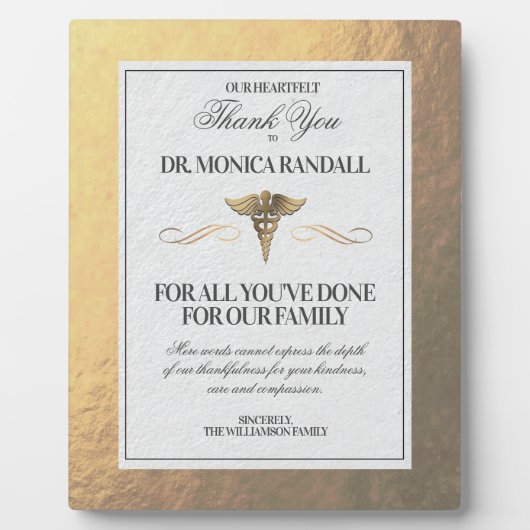 医療プロフェッショナルパーソナライズされたサンキュープラーク フォトプラーク (正面)