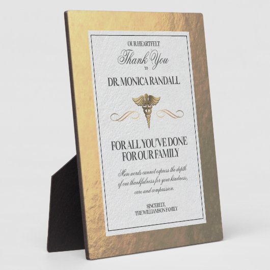 医療プロフェッショナルパーソナライズされたサンキュープラーク フォトプラーク (側面)