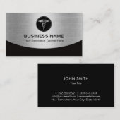 医療プロフェッショナルブラック&シルバー 名刺 (正面/裏面)