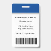 医療プロフェッショナルブルーカスタム写真ID バッジ (裏面)