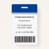 医療プロフェッショナルブルーカスタム写真ID バッジ (裏面)