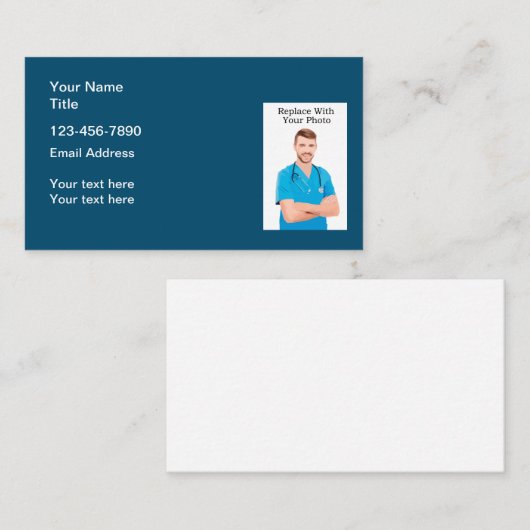医療プロフェッショナル写真テンプレート名刺 名刺 (正面/裏面)