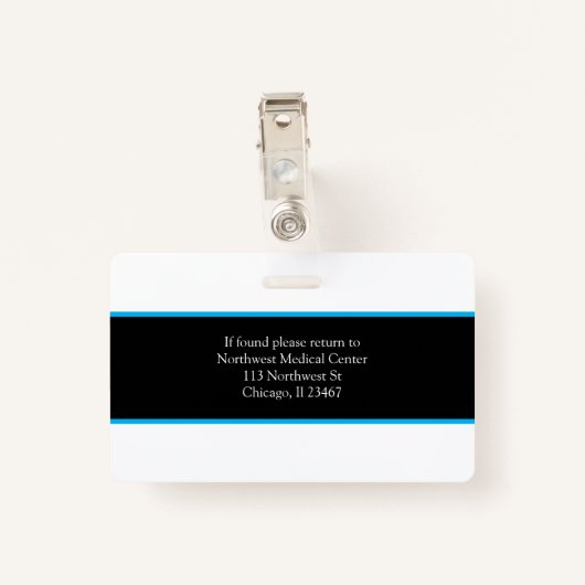 医療プロフェッショナル名フォトバッジスキャナコード バッジ (裏面クリップ)