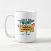 医療プロフェッショナル資格レトロクリスマス コーヒーマグカップ (左)