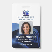 医療ヘルスケアのロゴブルーDNAフォトナースID バッジ (正面)