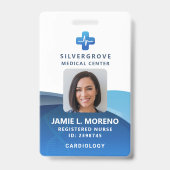 医療ヘルスケアモダンロゴブルー写真ナースID バッジ (表面)