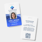 医療ヘルスケアロゴDNAブルーフォトナースID バッジ (正面＆裏面)