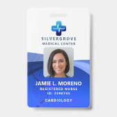 医療ヘルスケアロゴDNAブルーフォトナースID バッジ (正面)