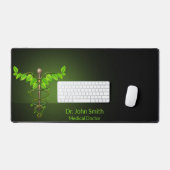 医療ホリスティック代替カドゥセウス緑葉 デスクマット (キーボード&マウス)