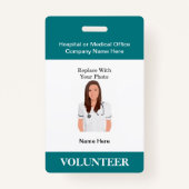 医療ボランティア病院写真IDバッジ バッジ (正面)