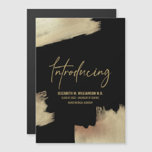 医療モダンを紹介するグラード金ゴールドブラシストローク マグネット招待状