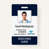医療モダンセンターナースの写真ID バッジ (正面)