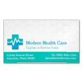 医療モダン健気に康 – ホワイトグリーンブルー マグネット名刺 (正面)