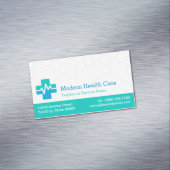 医療モダン健気に康 – ホワイトグリーンブルー マグネット名刺 (インサイチュ)