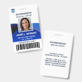 医療ロゴクリニック病院ブルーフォトナースID バッジ (表裏)