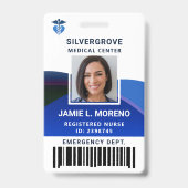 医療ロゴクリニック病院ブルーフォトナースID バッジ (表面)