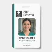 医療ロゴテンプレート従業員の写真名ナースID バッジ (正面)