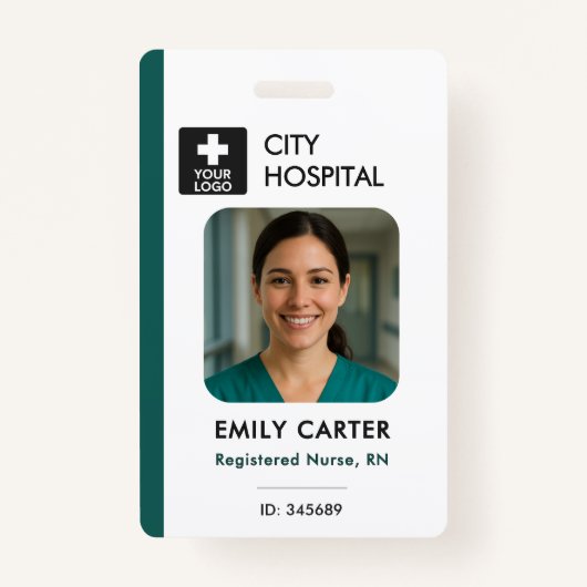 医療ロゴテンプレート従業員の写真名ナースID バッジ (正面)