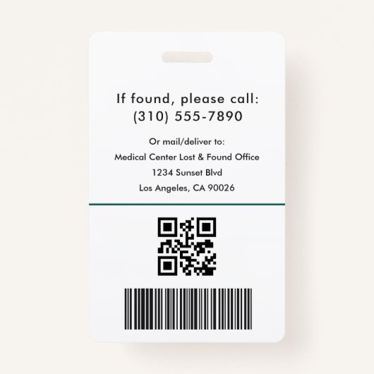 医療ロゴテンプレート従業員の写真名ナースID バッジ (裏面)