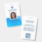 医療ロゴ医療モダンブルーフォトナースID バッジ (正面＆裏面)