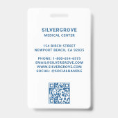 医療ロゴ医療モダンブルーフォトナースID バッジ (裏面)