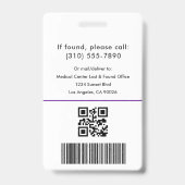 医療ロゴ小児ナース紫ID写真 バッジ (Back)