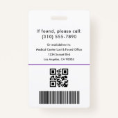 医療ロゴ小児ナース紫ID写真 バッジ (裏面)