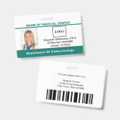 医療ロゴ従業員カスタムティール（緑がかった色）ID バッジ (正面＆裏面)