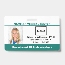 医療ロゴ従業員カスタムティール（緑がかった色）ID バッジ