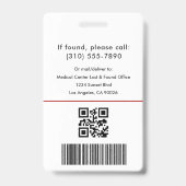 医療ロゴ緊急レッドID社員写真 バッジ (裏面)