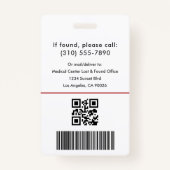 医療ロゴ緊急レッドID社員写真 バッジ (裏面)