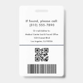 医療ロゴQRコード 従業員写真 名前 管理者ID バッジ (裏面)