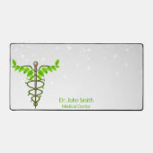 医療代替カドゥセウス緑葉色白 デスクマット (正面)