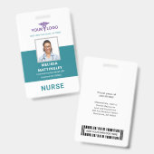 医療会社のロゴ従業員と写真ID バッジ (正面&裏面)