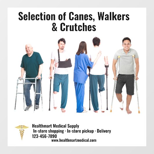 医療供カスタマイズ給キャネズウォーカーズ松葉杖 ウィンドウサイン (シート)