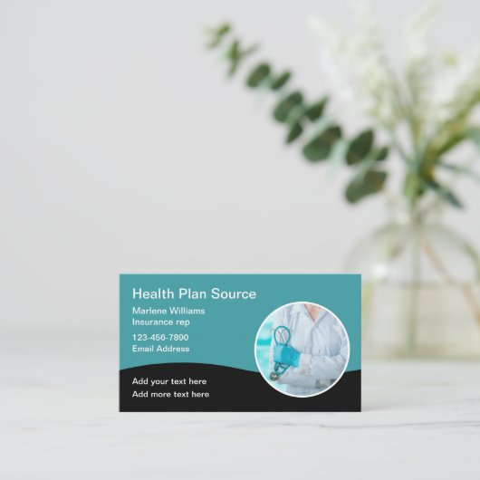 医療保険担当ビジネスモダンカード 名刺 (スタンド正面)